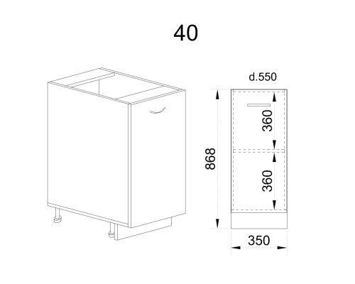 Долен кухненски шкаф Сити МДФ-05-40